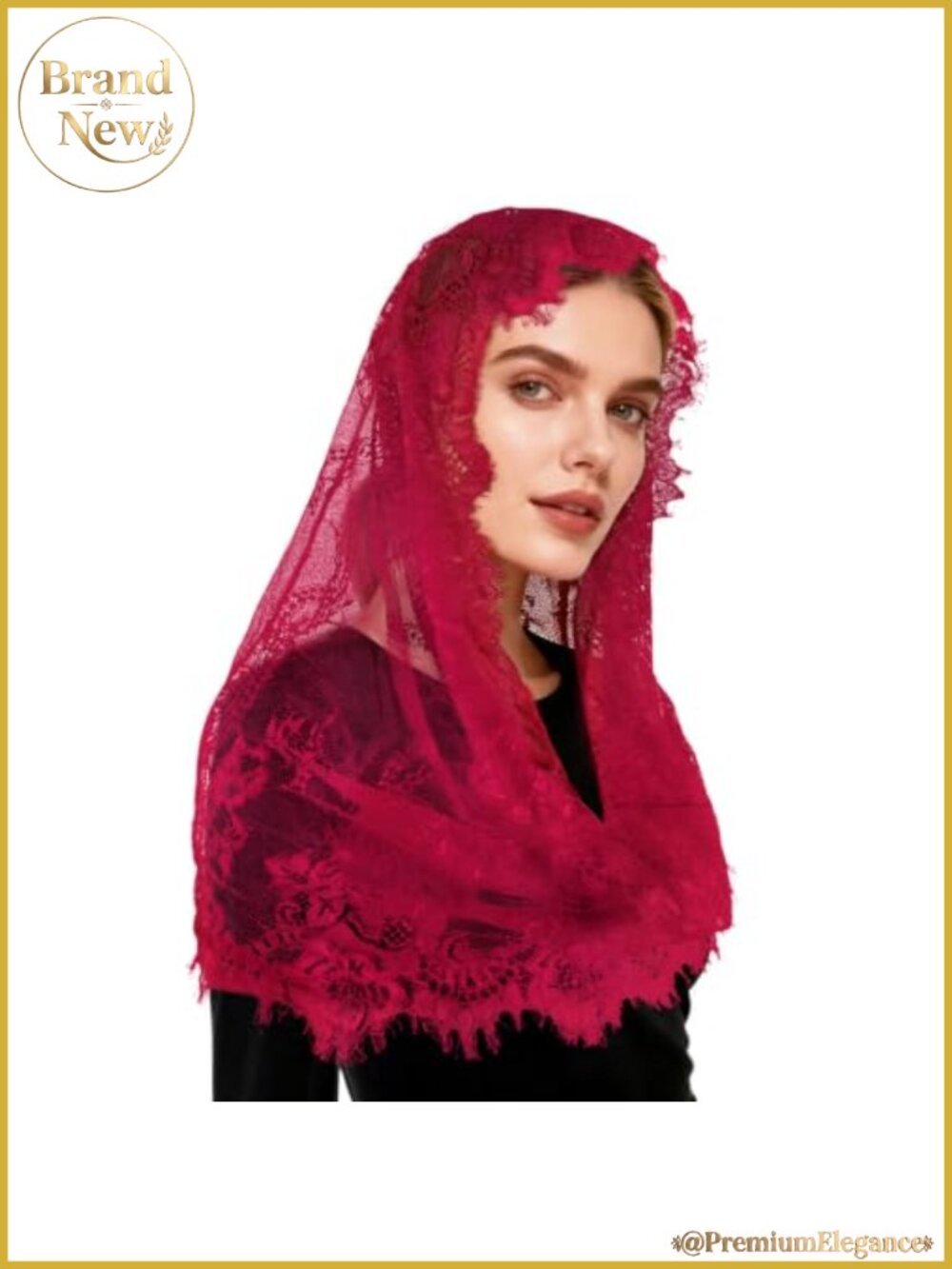 Lace Infinity Veil Scarf for Women Floral Tulle Wedding Church Mantilla